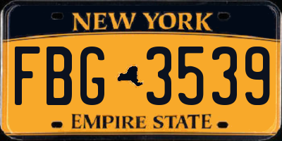 NY license plate FBG3539