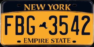 NY license plate FBG3542