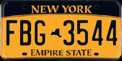 NY license plate FBG3544