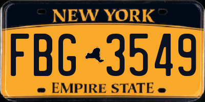 NY license plate FBG3549