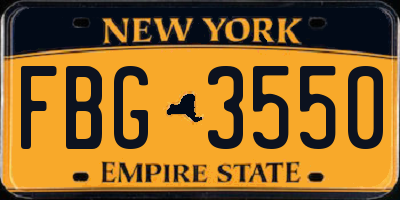 NY license plate FBG3550