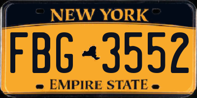 NY license plate FBG3552