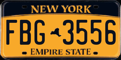 NY license plate FBG3556