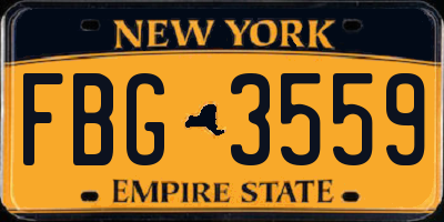 NY license plate FBG3559