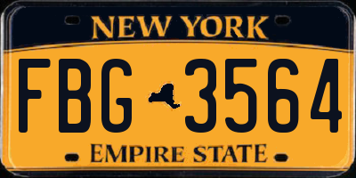 NY license plate FBG3564