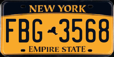 NY license plate FBG3568