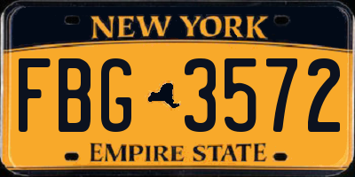 NY license plate FBG3572