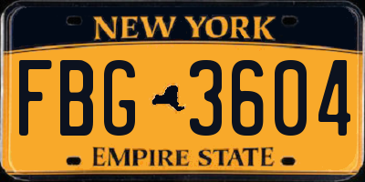 NY license plate FBG3604