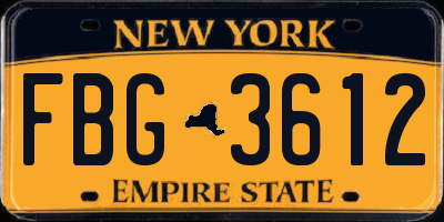NY license plate FBG3612