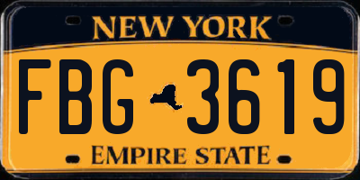 NY license plate FBG3619
