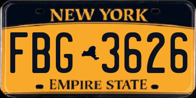 NY license plate FBG3626