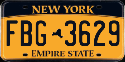 NY license plate FBG3629