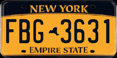 NY license plate FBG3631