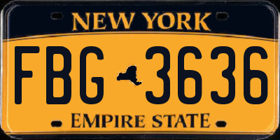 NY license plate FBG3636