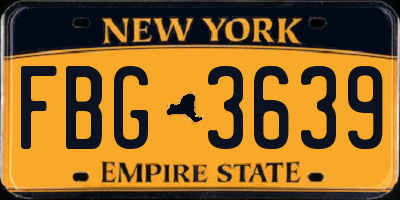 NY license plate FBG3639