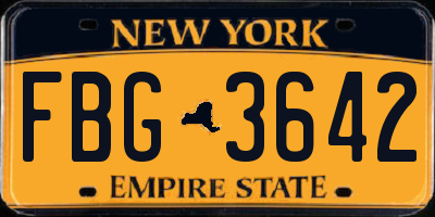 NY license plate FBG3642