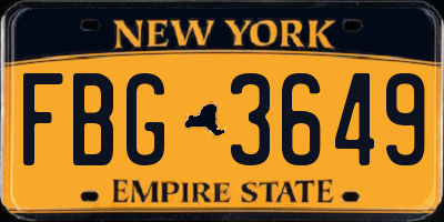 NY license plate FBG3649