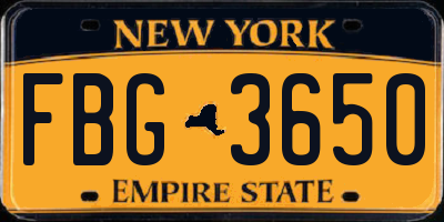 NY license plate FBG3650