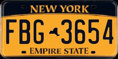 NY license plate FBG3654