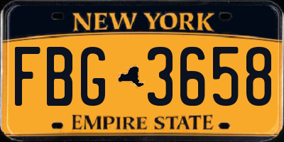 NY license plate FBG3658