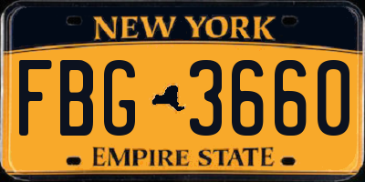 NY license plate FBG3660