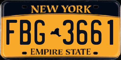 NY license plate FBG3661