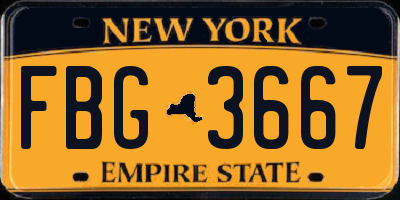 NY license plate FBG3667