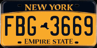 NY license plate FBG3669