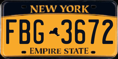 NY license plate FBG3672