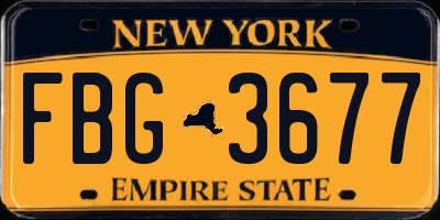 NY license plate FBG3677