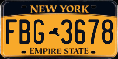 NY license plate FBG3678