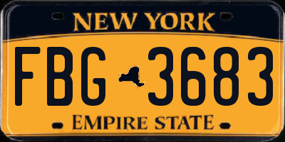NY license plate FBG3683