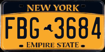 NY license plate FBG3684