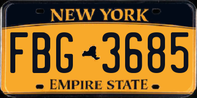 NY license plate FBG3685
