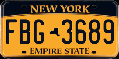 NY license plate FBG3689