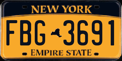 NY license plate FBG3691