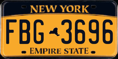 NY license plate FBG3696