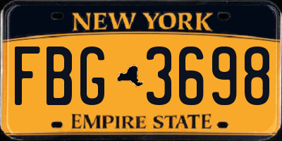 NY license plate FBG3698