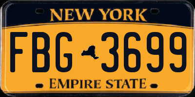 NY license plate FBG3699