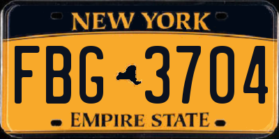 NY license plate FBG3704