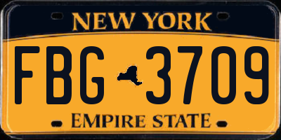 NY license plate FBG3709