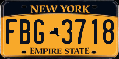 NY license plate FBG3718