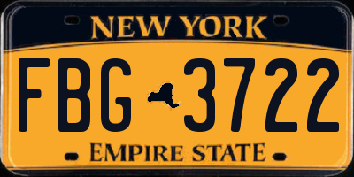 NY license plate FBG3722