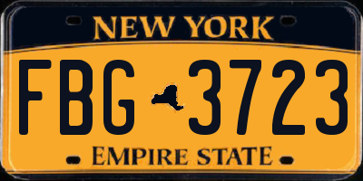 NY license plate FBG3723