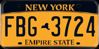 NY license plate FBG3724