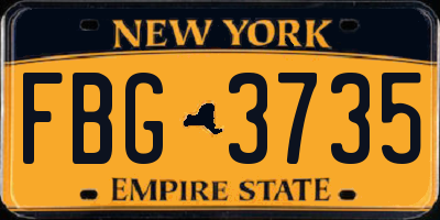 NY license plate FBG3735