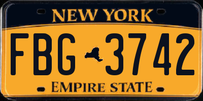 NY license plate FBG3742
