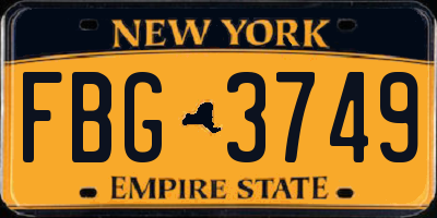 NY license plate FBG3749