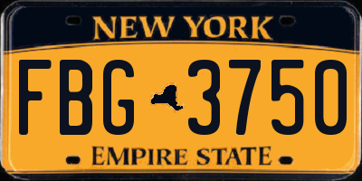 NY license plate FBG3750