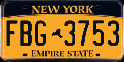 NY license plate FBG3753